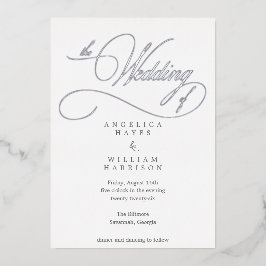 ELEGANTE SILVER SCRIPT WEDING INVITATION | MINIMAL FOLIENEINLADUNG