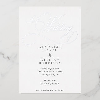 ELEGANTE SILVER SCRIPT WEDING INVITATION | MINIMAL FOLIENEINLADUNG