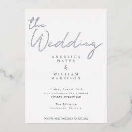 ELEGANTE SILVER SCRIPT WEDING INVITATION | MINIMAL FOLIENEINLADUNG