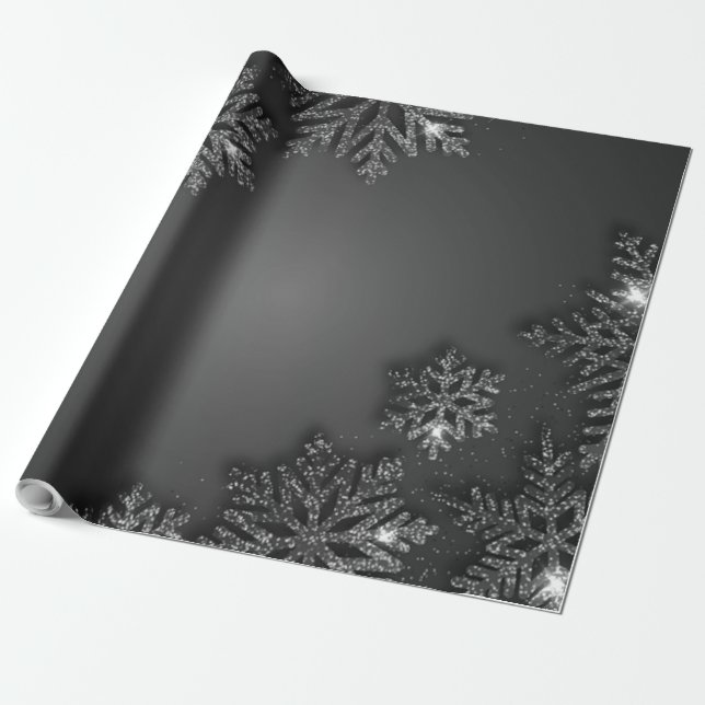 Elegante Silver Snowflake Geschenkpapier (Ungerollt)