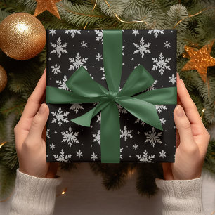 Elegante Silver Snowflake   Winterurlaub Geschenkpapier