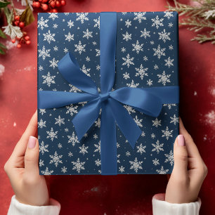 Elegante Silver Snowflake Winterurlaub Geschenkpapier