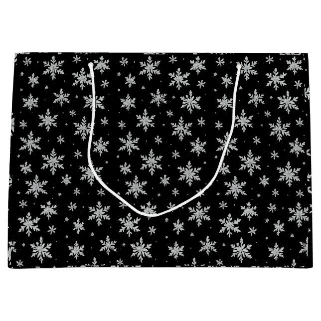 Elegante Silver Snowflake | Winterurlaub Große Geschenktüte (Vorderseite)