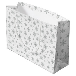 Elegante Silver Snowflake Winterurlaub Große Geschenktüte
