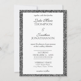 Elegante Silver Sparkle Moderne Hochzeit Einladung