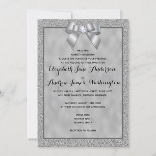 Elegante Silver & Stylish Glitzer Wedding Einladung