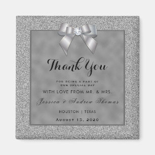 Elegante Silver & Stylish Glitzer Wedding Magnet
