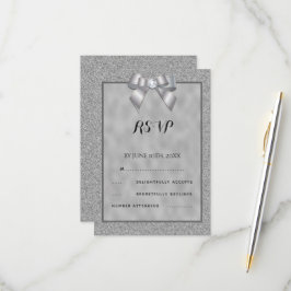 Elegante Silver & Stylish Glitzer Wedding RSVP Karte
