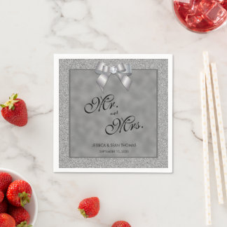 Elegante Silver & Stylish Glitzer Wedding Serviette