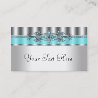 Elegante Silver und Aquamarin Blue Business Cards Visitenkarte