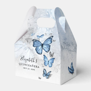Elegante Silver- und Baby Blue Butterfly-Vorlage Geschenkschachtel