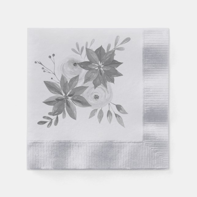 Elegante Silver Watercolor Serviette (Vorderseite)