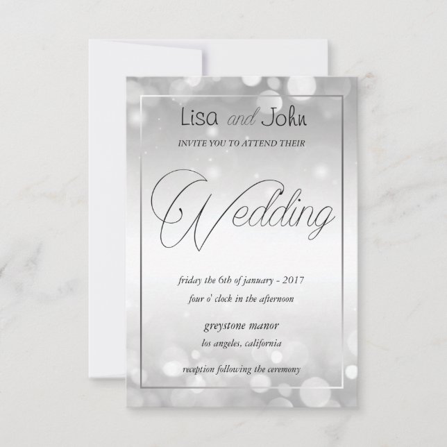 Elegante Silver Wedding Einladung (Vorderseite)