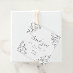 Elegante Silver Wedding Luxury Vintag Gefälligkeit Geschenkanhänger