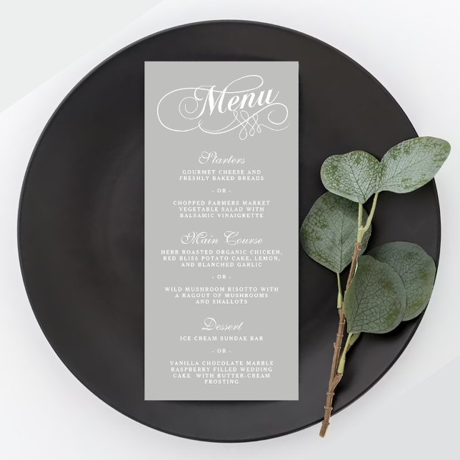 Elegante Silver Wedding Menu-Vorlagen Werbekarte (Von Creator hochgeladen)