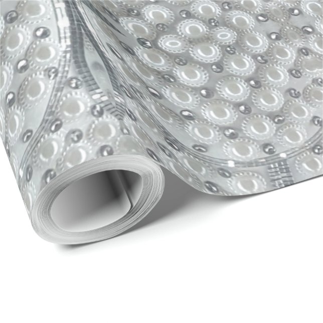 Elegante Silver White Gray Pearls Muster Chic Geschenkpapier (Rolleneckpunkt)