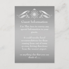 Elegante Silver White Guest Information Card Begleitkarte