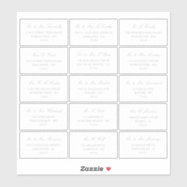 Elegante Silver & White Wedding individuelle Adres Aufkleber