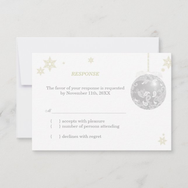 Elegante Silver Winter Wedding UAWG RSVP Karte (Vorderseite)