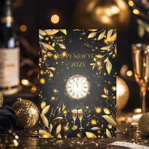 Elegante Silvester Countdown in Kohle und Gold Einladung