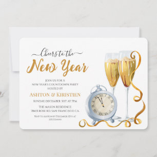Elegante Silvester-Countdown-Party im Goldschrift- Einladung
