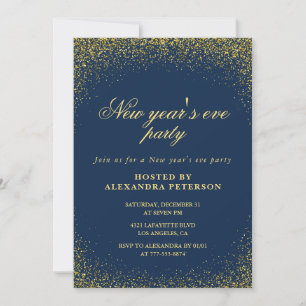 Elegante Silvester-Einladung Gold Navy Glam Einladung