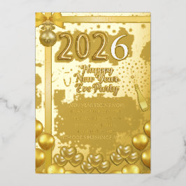 Elegante Silvester-Party-Einladungskarte mit Folie Folieneinladung