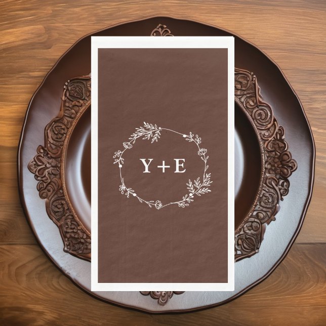 Elegante Simple Brown Mit Monogramm Wedding Serviette (Von Creator hochgeladen)
