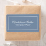 Elegante Simple Classic Blue Wedding Rücksendeadre<br><div class="desc">Besteht aus einfachen geraden Rahmen mit klassischem kursiven Schrift und Serifentypografie. Diese Elemente sind einfach,  zeitlos und klassisch. Dieses wurde von White Paper Birch Co. exklusiv für Zazzle entworfen. Abrufbar unter: http://www.zazzle.com/store/whitepaperbirch</div>