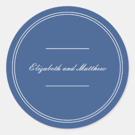 Elegante Simple Classic Blue Wedding Runder Aufkleber