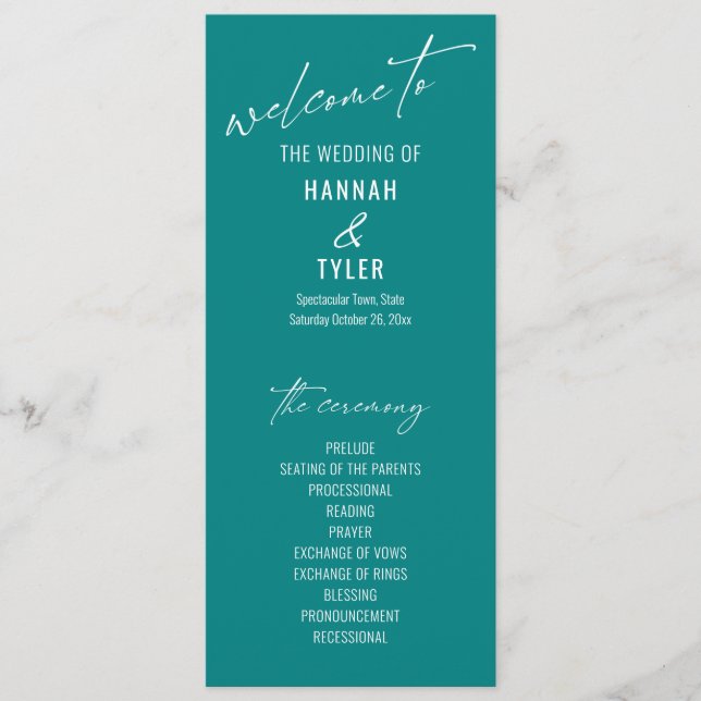 Elegante Simple Contemporary Typografy Aquamarin Programm (Vorderseite)