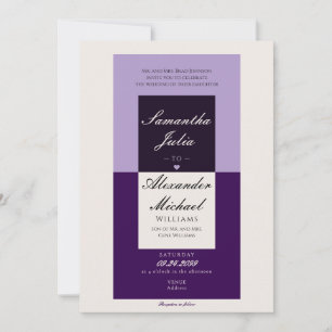 Elegante Simple Cream Royal Lila Lavender Wedding Einladung