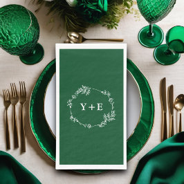 Elegante Simple Emerald Green Mit Monogramm Weddin Serviette