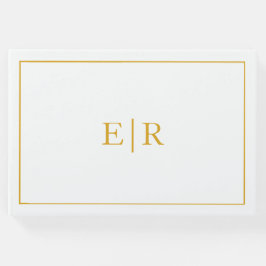 Elegante Simple Gold Monogram Wedding Gästebuch