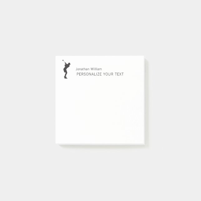 Elegante Simple Golf Player Personal Stationery Post-it Klebezettel (Vorderseite)