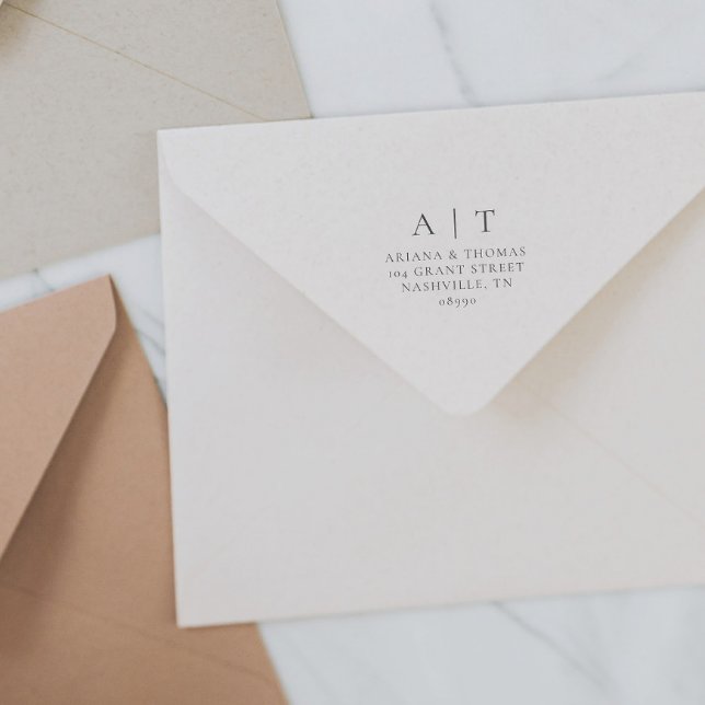 Elegante Simple Monogram Wedding Rücksendeadresse Permastempel (Von Creator hochgeladen)