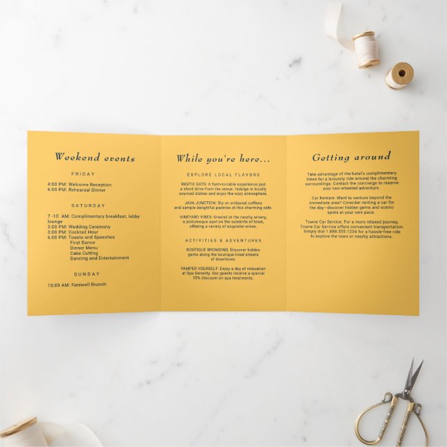 Elegante Simple Ray Blume mit Monogram Wedding Dreifach-gefaltete Programmkarte (Innenseite)