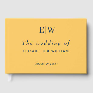 Elegante Simple Ray Blume mit Monogram Wedding Gästebuch