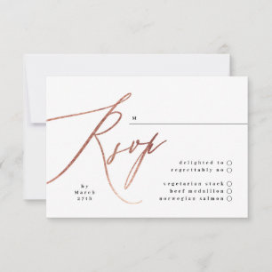 Elegante Simple Rose Gold Wedding RSVP Card