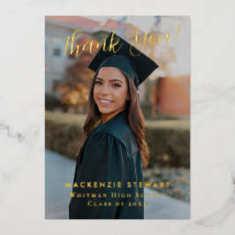 Elegante Simple Script Foto Foil Danke Card Folieneinladung