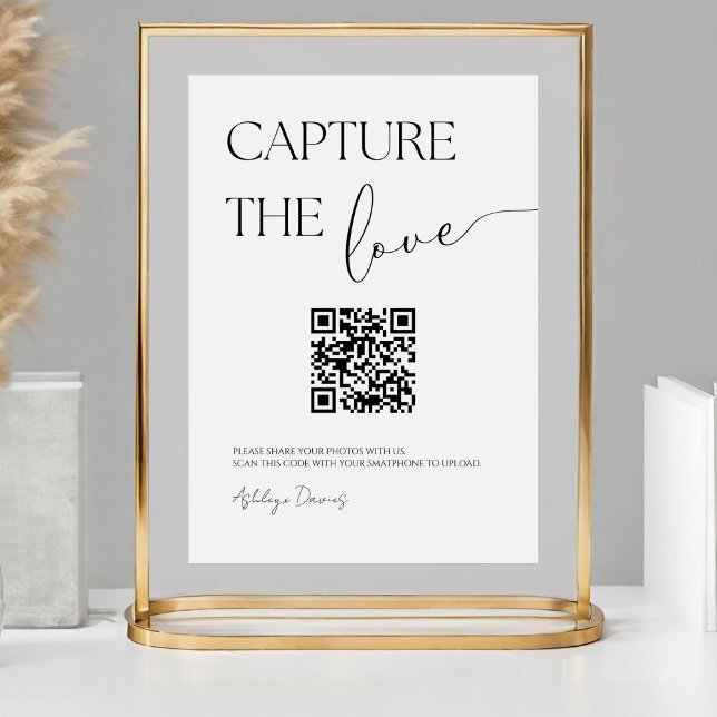 Elegante Simple Share Wedding Fotos mit QR Code Sockelschild (Von Creator hochgeladen)