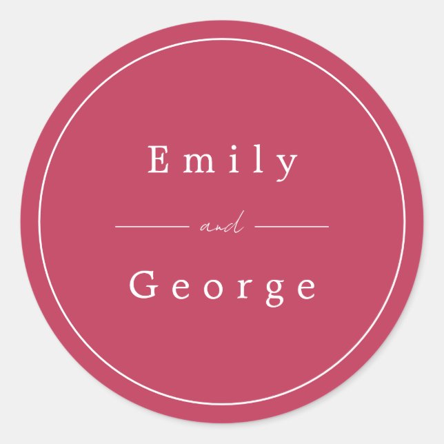 Elegante Simple Viva Magenta Moderne trendige Hoch Runder Aufkleber (Vorderseite)