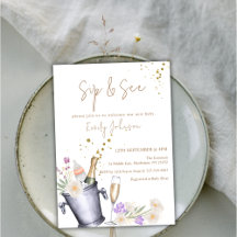 Elegante Sip & See Champagne Flasche Baby Dusche