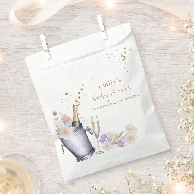 Elegante Sip & See Champagne Flasche Baby Dusche Geschenktütchen (Ausgeschnitten)