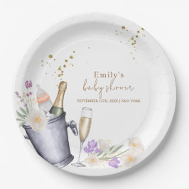 Elegante Sip & See Champagne Flasche Baby Dusche Pappteller