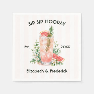 Elegante Sip Sip Hooray Grapefruit-Cocktail-Hochze Serviette