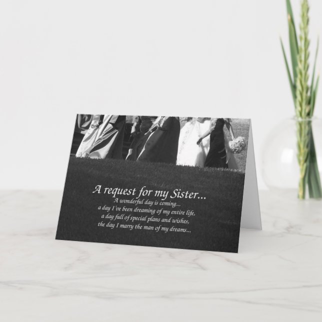 Elegante Sister Trauzeugin Request Card Einladung (Vorderseite)
