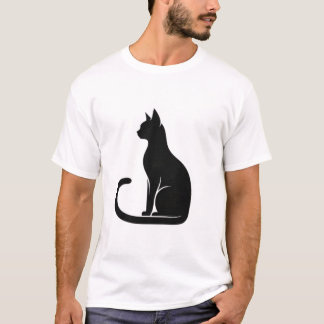 Elegante sitzende schwarze Katzensilhouette T-Shirt