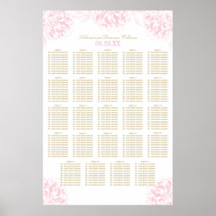 Elegante Sitzordnung für die Hochzeit mit rosa Gol Poster