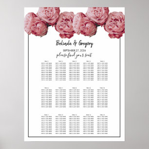 Elegante Sitzordnung für Hochzeiten mit rosa Rosen Poster